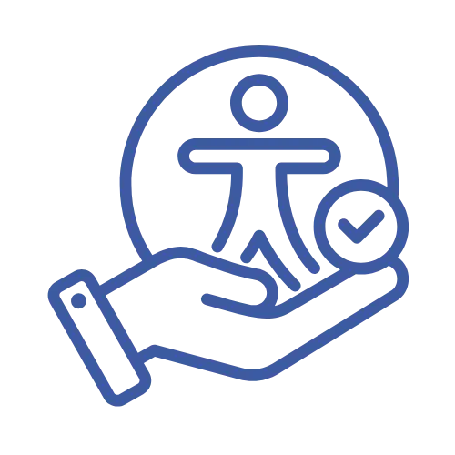 a hand holding an icon of a person with a check mark