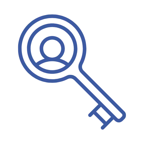 a key icon with a person inside it