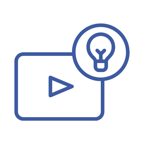 an icon of a video player with a light bulb