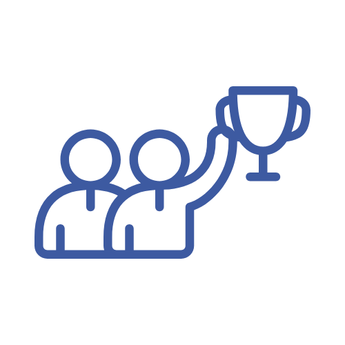 two people holding up a trophy icon