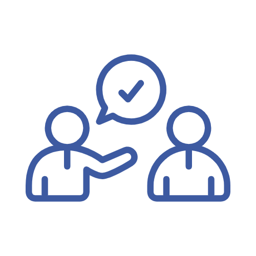 two people talking with a speech bubble over their heads