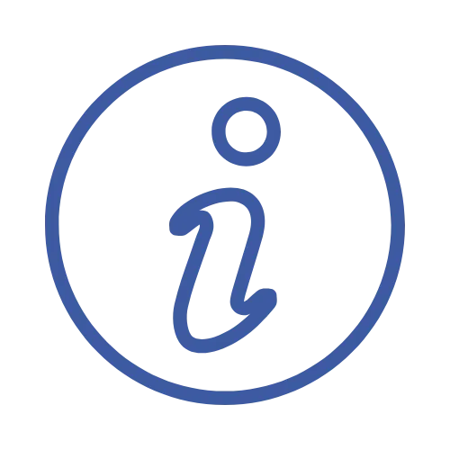 an icon of an i in a circle on a white background