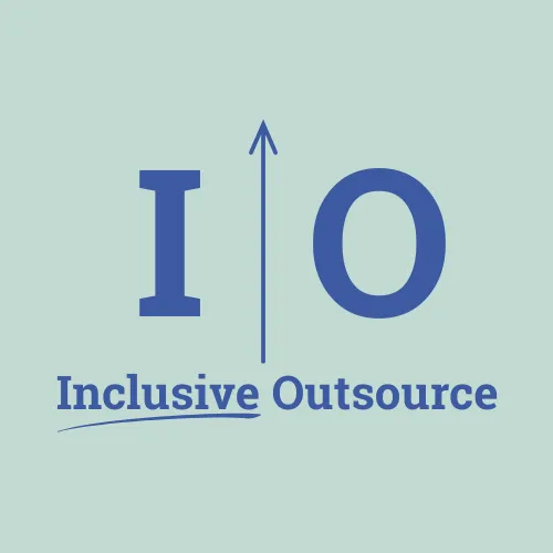 Inclusive Outsource Logo in Blue with Green background